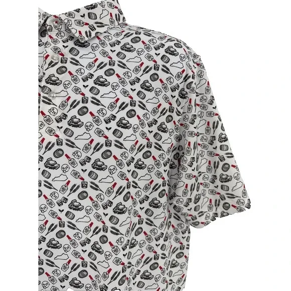 Straight Down Golf Shirt Mens L Maker's Mark Bourbon Whiskey Print Performance